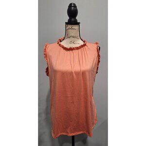 NWOT You & Me Ruffled Coral Sleeveless Blouse/Size. S